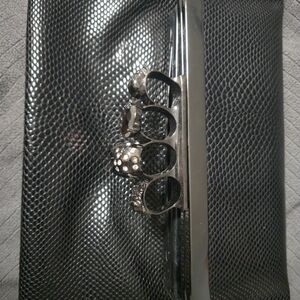 Elegant Black Clutch with Silver Accents